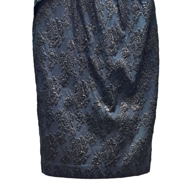 Kay Unger New York Black on Black Off the Shoulder Ruched Midi Bodycon Dress, 8 - Picture 3 of 10